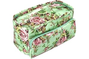 ‎KATECH Katech Stricktasche Aufbewahrung, Handarbeitstasche mit Seitentaschen und Handschlaufe, zum Transportieren von Strick-/Häkeln Wolle und Zubehör (Grün)