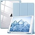 TiMOVO Case for iPad 9th Generation 2021/iPad 8th Generation 2020/iPad 7th Generation 2019 10.2 inch with Pencil Holder, Slim Protective Cover with Clear Back Shell, Auto Wake/Sleep, Sky Blue