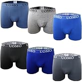 UOMO Collection 6 Pack Cotton Basic Solid Boxer Briefs Comfy Soft