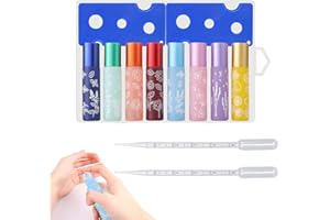 CHRI Roll on Bottiglie di vetro per olio essenziale, 10 ml, 8 pezzi, rollon bottiglia vuota per oli essenziali, profumi, lozioni, massaggi, olio aromatico (colore maccherone)