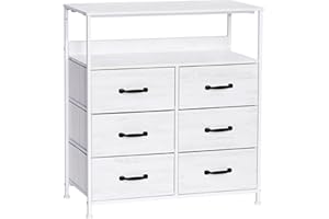 LYNCOHOME Cómoda con cajones, cómoda de tela, aparador con 6 cajones de tela, armario de almacenamiento para dormitorio, cajón, cocina, mueble organizador, para oficina o pasillo