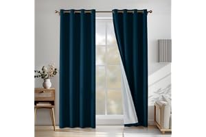 CYCMACO 100% Mörkläggningsgardiner 2 Stycken, 140x225cm, Linneeffekt, Värmeisolerade Interiörgardiner Med Ringar, Ljudabsorbe