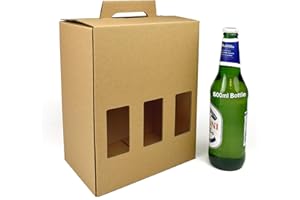 EVG Evergreen Goods 500ml Beer Bottle Carrier Box (1 Box) | Holds 6 Bottles or Cans - 3 Display Windows | Durable Cardboard Holder for Beer, Ale, Cider | Ideal for Home Brew, Gifts