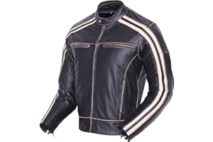 Bikers Gear Australia Chaqueta de cuero de vaca para motocicleta con armadura extraíble CE1621-1