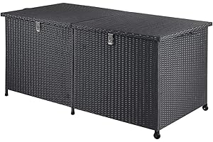Casaria® Baule da Giardino XXL 625L 150x77x73 cm Polyrattan con Ruote Impermeabile Fodera Interna Box Multifunzione