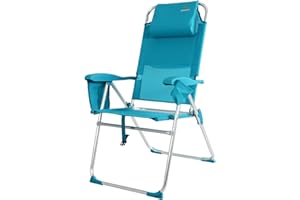 CREVICOSTA QUALITY MARK MARCAS DE CALIDAD - Palmera 2081-3 - Silla de Playa Plegable con reposabrazos, y 8 Posiciones. con Nuevo cojín ergonómico y Nueva Nevera incorporada. Textilene (Turquesa)
