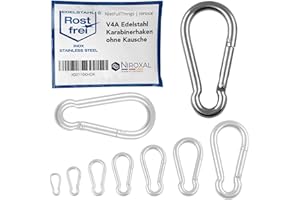 NIETFULLTHINGS 5 pièces 12-mm Mousqueton en Acier Inoxydable sans cosse de V4A Forme Robuste sans œillet Charge de Rupture 2100 kg Crochets à Pression Mousqueton Pompier 316 12x140-mm
