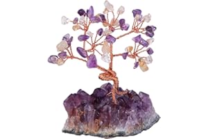 mookaitedecor Améthyste Citrine Arbre de Vie Decoration Pierre Énergie,Socle en Géode Cristal de Roche Naturelle pour Reiki Guérison