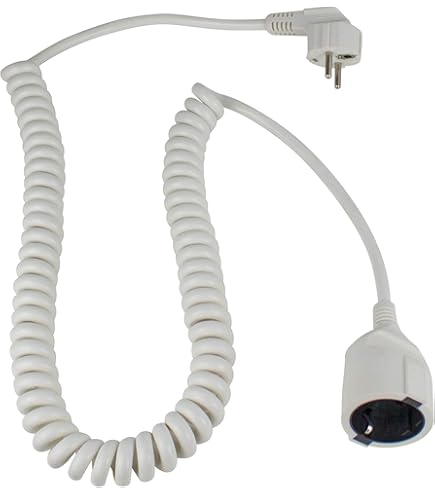 Frogetu Schutzkontakt Spiralkabel 2m - Dehnbares Verlängerungskabel Mit Schuko