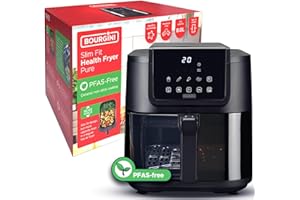 BOURGINI Freidora de Aire con Revestimiento Cerámico Pro, Libre de Químicos (PFAS, C6, PFHxA, PTFE, PFOA y BPA), Formato 35% 