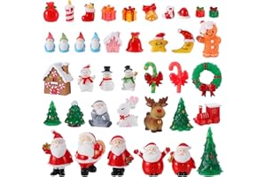 ‎XIALVYU Xialvyu 39 Stück Weihnachten Miniatur Harz Ornamente, Mini Weihnachtsdeko Harz Figuren Set Mini Weihnachtsmann Schneemann Kleine DIY Zubehör für Garten Puppenhaus Tischdeko Weihnachtsbaum