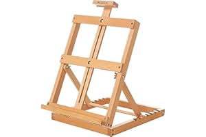 MEEDEN Heavy-Duty H-Frame Tabletop Easel- Adjustable Wooden Studio Desktop Easel for Painting - Holds Canvas Art up to 23" High, for Artists & Beginners