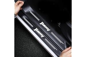 RIDGOEL 4Pcs Car Door Sill Protector Carbon Fiber Car Kick Plates, for Suzuki Jimny Accessories Automobile Threshold Scuff Plate Cover Door Steps Welcome Pedal Decorative Strips A