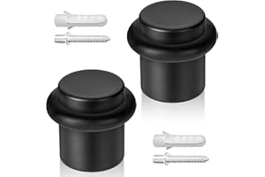 ECENCE Butée de porte Sol à visser, 2 pièces Arrêt de porte en acier inoxydable - Ø20x25mm - Arrêt de porte Noir avec vis et chevilles incluses