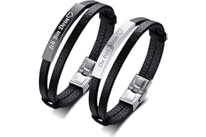 FLHEART Partner Armbänder Freundschaftsarmband Herren Damen - Verstellbare Leder Pärchen Armband für Männer Frauen Geschenk Für Geburtstag Valentinstag Personalisierte Armbänder für Paar und Bester Freund