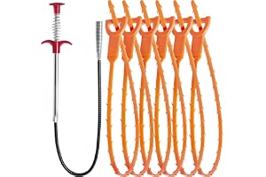 LONGGUI 25in & 24in Drain Clog Remover Tool (7pcs), Clears Hair Clogs in Sinks, Tubs & Toilets