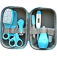 Little Leap Baby Grooming Set, Nail Kit, kids Healthcare, 8pc, Thermometer, Nasal Aspirator, Finger Toothbrush, Nail Clipper, Nail File, Hair Brush&Comb, Round Scissors, Blue/Pink. (BLUE)