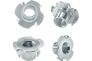 DDHOMIN 40 PCS Four Pronged T-Nuts, Galvanized Furniture Nuts for Woodworking and Office Equipment (M10*12mm)