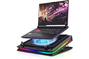 LIROPAU Gaming Laptop Cooling Pad, Gaming Laptop Cooler, Laptop Cooling Pad Stand with 18 CM External Cooling Fan, Fast Cooling Computer Laptop 15-21in, Touch Control, Adjustable Speed Control, 3-Port USB