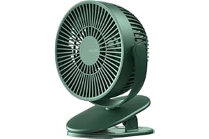 JISULIFE Mini Ventilateur à Pince, Petit Ventilateur USB avec Batterie Rechargeable de 4000mAh, 4 Vitesses, Max 14 Heures, Petit et Silencieux pour Lit, Bureau, Poussette - Vert Foncé