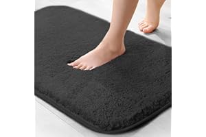 wyewye Tappetino da bagno in microfibra, 2 cm, super assorbente, 40 x 60 cm, nero