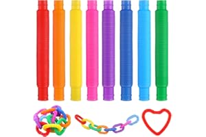 XIMISHOP 16 Pack Colorful Tube Toys，Fun Bendable Sensory Stretch Tubes Pull Pipes Toy for Children Sensory Toy Party Favors Adults Release Stress Fidget