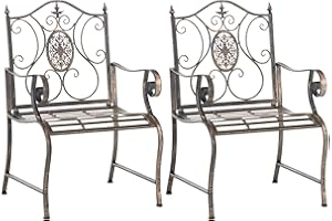 CLP 2er Set Gartenstühle Punjab im Landhausstil I Eisenstuhl lackiert I Gartensessel besonders stabil, Farbe:Bronze
