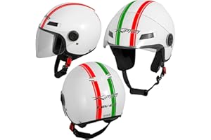 A-PRO Casco Jet Scooter Moto Quad Omologato ECE 22-06 Visiera Nero L