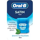 Oral-B Satin Tape Diş İpi, Plak Temizler, Parafinli Diş İpi, Nane Aroması, 50m