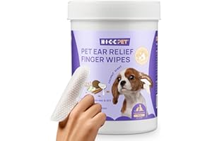 HICC PET Dog Ear Finger Wipes, Ultra Big Dog Ear Cleaner Wipes to Remove Wax & Smelly, Dog Ear Infection Treatment to Relief Itching & Inflammation, All Natural Ingredients, Coconut Scent, 50 Count