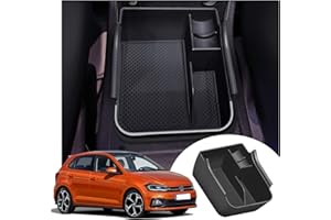 BIXUAN compatibile con VW Polo MK6 Nivus Taigo 2018-2022 Scatola Portaoggetti per Bracciolo Secondario,Organizer da Braccioli con Tappetino Antiscivolo,Immagazzinaggio per Console Centrale