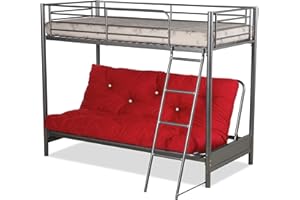 Humza Amani FUTON BUNK BED (With One Futon Mattress) IN SILVER METAL FINISH (Red)