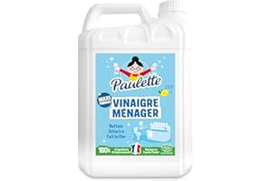 Paulette - Vinaigre Ménager Citron - Nettoyant Détartrant Multi-Surfaces Ecocert - Fabriqué en France - 5 L