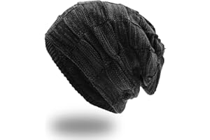 UPhitnis Mütze Beanie Herren Winter-Long Slouch Wintermütze Haube Herren-Beanie Damen mit Kariert Sehr Weichem Fleecefutter