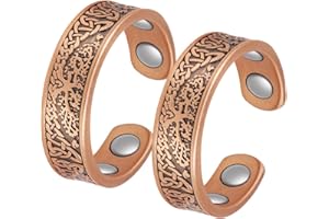 ‎JERACOL Jeracol 2Pcs Kupfer Magnetischer Ringe mit starken Magneten(3500 Gauss), Magnetring Herren Damen,verstellbare Kupferringe mit einer Geschenkbox.