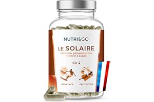 NUTRI & CO Le Solaire - Formule 2en1 Préparateur & Accélérateur de Bronzage - Teint Naturel sans Autobronzant ni Bêta-Carotène - Complément Alimentaire Solaire - 60 gélules Fabriqué en France