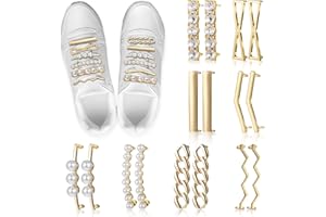WLERTCOP 16 Pezzi Lacci Gioielli Lacci Ornamenti Pizzo Charms per Scarpe Da Ginnastica Fai da Te Clip Decorative Scarpa False Perle Strass Scarpe Accessori per Donne Ragazze