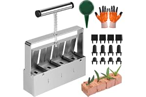 efuturetime Motte press för plantor, för 4 jordblock på 4,5 x 5 cm, manuell markblockerare med frö- och handskarsåde, utbytbar plastlock, för plantering, transplantation