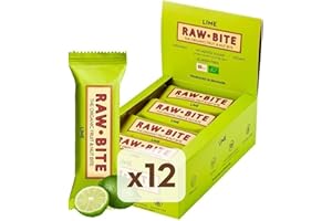 ‎RAWBITE RAWBITE LIME in der 12er Box - Vegan, glutenfrei & ohne Zuckerzusatz - Bio Frucht-Nuss-Riegel mit Limettensaft (12 x 50 g)