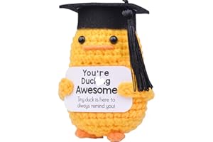 Mwmoeen Pocket Hug Positive Ente Doktorhut Studentenhut, Positive Duck Strickwolle Ente Bachelor Hut, Emotionale Unterstützung Enten Geschenke Absolvent Party-Dekoration Geschenke für Absolventen