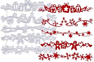 BETESSIN 5Pcs Stanzschablonen Weihnachten Spitze Rahmen Stanzformen Rand Scrapbooking Cutting Dies für DIY Xmas Kartenbasteln Fotoalbum Grußkarten Geschenkverpackung