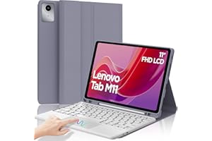 IVEOPPE Funda con Teclado Lenovo Tab M11 con Touchpad, Capa Teclado Trackpad Español Ñ Desmontable Bluetooth para Lenovo Tab M11 TB330FU/ TB330XU 2024 11", Púrpura Lavanda