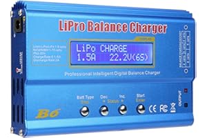 BROLEO Cargador de Batería RC, Cargador Equilibrado de Batería, Descargador de Batería de 80 W para NiMH Li-Fe Li-Ion LLiPo (Nuevo iMAX B6 Pantalla LCD Digital RC Lipo NiMh01)