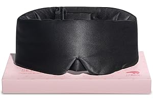‎LITBEAR LitBear Seiden Schlafmaske für Seitenschläfer, Augenmaske für Frauen & Männer, 100% 22 Momme reine Maulbeerseide, Gesicht anpassende gepolsterte Seiden Augenbinde mit verstellbarem Kopfband (schwarz)