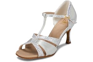 JIAJIA 20519 Women's Satin Sandals Flared Heel Latin Salsa Performance Dance Shoes