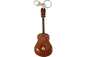 Etabeta Artigiano Toscano | Portachiavi Portaplettri Chitarra in Vera Pelle Conciata al Vegetale | Made in Italy (marrone)
