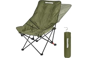 Naturehike Chaises de camping de luxe pour adultes - Portable - Dossier haut - Pliable - Confortable - Rembourré - 3 cm - Charge maximale : 120 kg - Réglable - Vert
