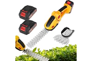 DOEDOEFONG Tagliasiepi a Batteria, Decespugliatore e Tagliaerba 2-in-1, Tagliasiepi Elettrico 2x1500mAh Bat-teria, Taglia Siepi da Giardino a Batteria Lunghezza Lama 22cm&6cm Per Tagliare Siepi e Prati (2 in 1)