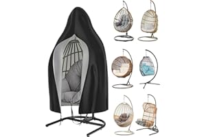lisetar Hanging Egg Chair Cover, 190 * 115cm Patio Egg Chair Covers Heavy Duty with Zipper & Drawstring, 210D Oxford Garden Hanging Swing Cover Waterproof, Windproof, UV Resistant, Insect Resistant