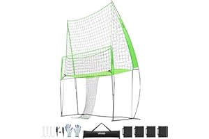 VEVOR Système de filet d'entraînement de volley-ball, 20,3 x 3,7 x 3,4 m, pratique de lancer/filet de 14, filet portable, installation facile pour intérieur et extérieur